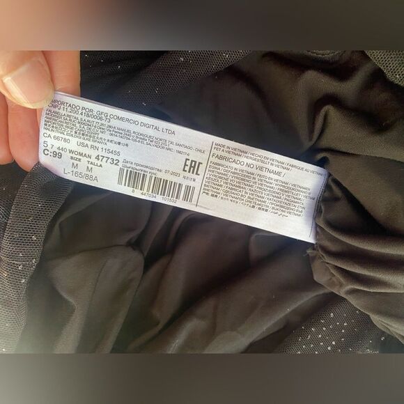 MNG By MANGO Dress Womens Size 6 Black Long Sleeve small Glitters Ruched Lined - Picture 9 of 14